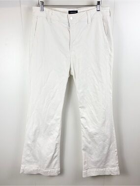 J. Crew White Denim Flare Leg Jeans High Rise Women's 32 Stretch Classic Preppy